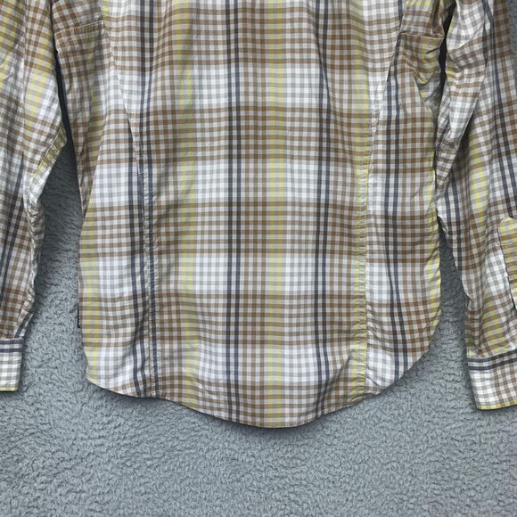 REI Co-op Shirt Mens Small Brown Yellow Plaid Button Down Stretch Hiking Travel - Picture 12 of 16